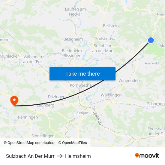 Sulzbach An Der Murr to Heimsheim map