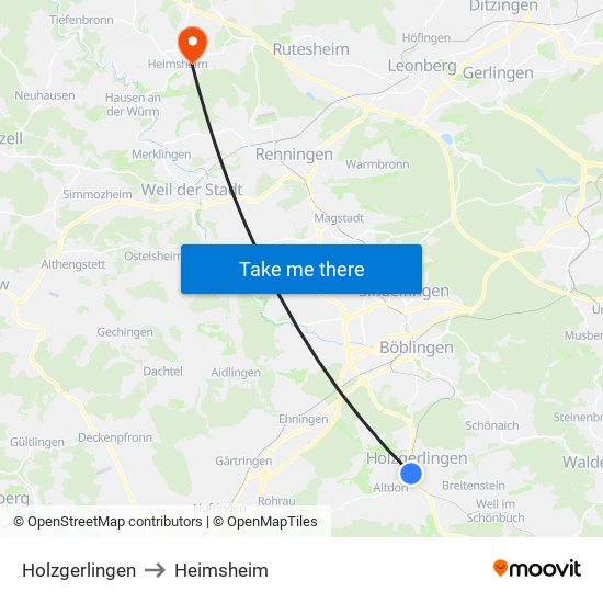 Holzgerlingen to Heimsheim map