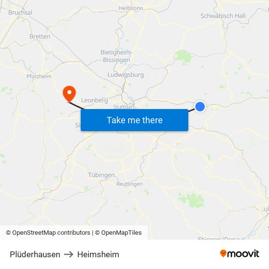 Plüderhausen to Heimsheim map
