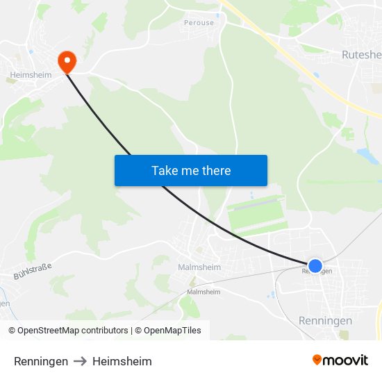 Renningen to Heimsheim map