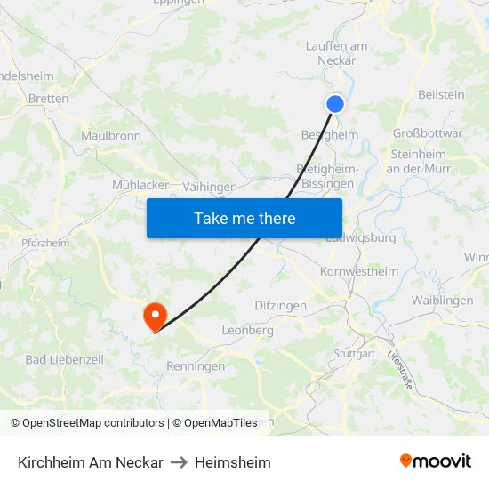 Kirchheim Am Neckar to Heimsheim map