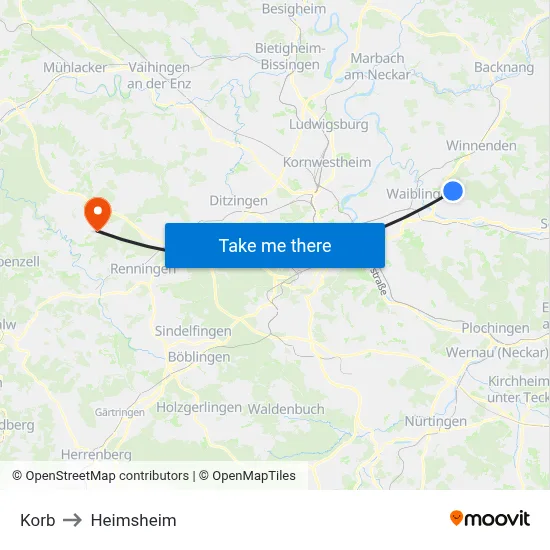 Korb to Heimsheim map