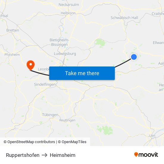 Ruppertshofen to Heimsheim map