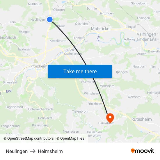 Neulingen to Heimsheim map