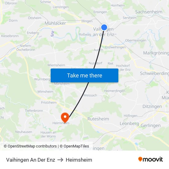 Vaihingen An Der Enz to Heimsheim map