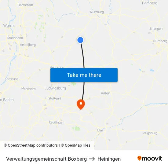 Verwaltungsgemeinschaft Boxberg to Heiningen map