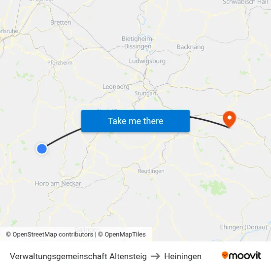 Verwaltungsgemeinschaft Altensteig to Heiningen map