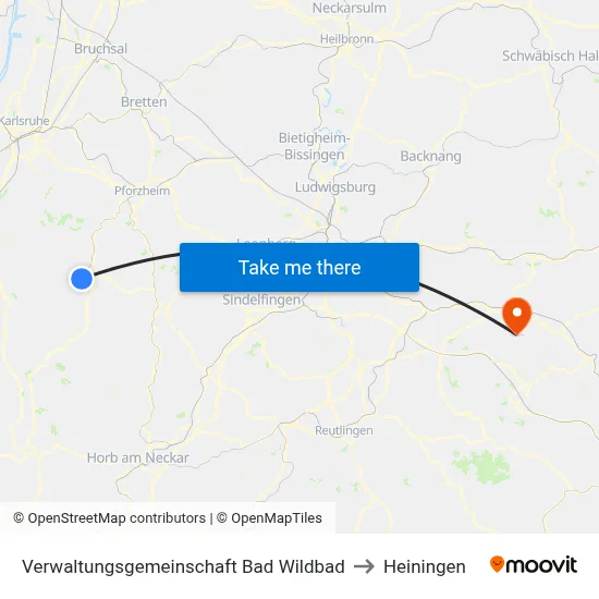 Verwaltungsgemeinschaft Bad Wildbad to Heiningen map
