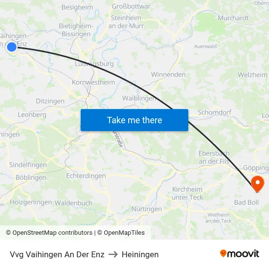 Vvg Vaihingen An Der Enz to Heiningen map