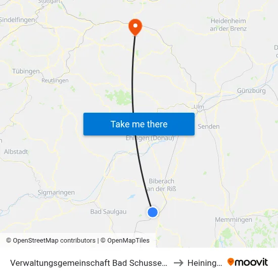 Verwaltungsgemeinschaft Bad Schussenried to Heiningen map