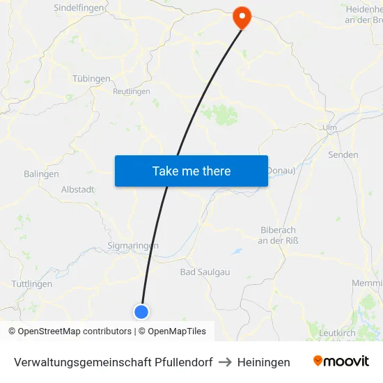 Verwaltungsgemeinschaft Pfullendorf to Heiningen map