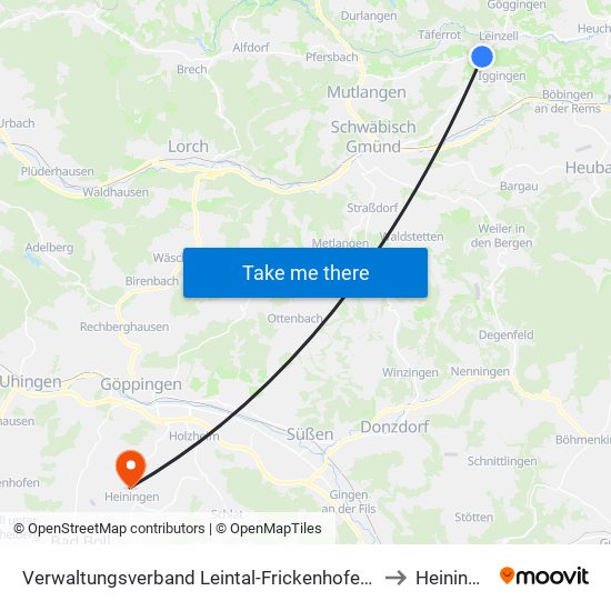 Verwaltungsverband Leintal-Frickenhofer Höhe to Heiningen map