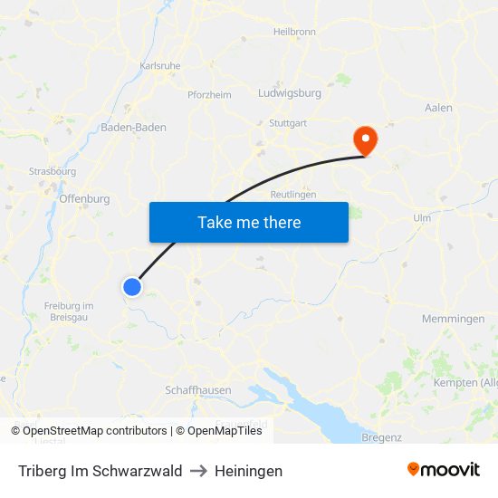 Triberg Im Schwarzwald to Heiningen map
