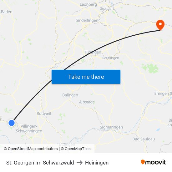 St. Georgen Im Schwarzwald to Heiningen map