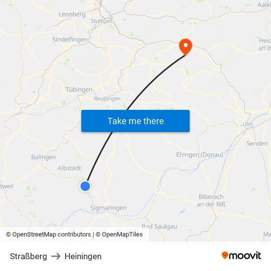 Straßberg to Heiningen map