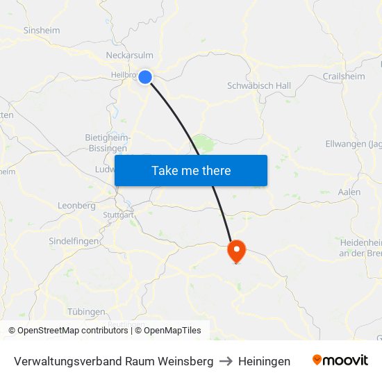 Verwaltungsverband Raum Weinsberg to Heiningen map