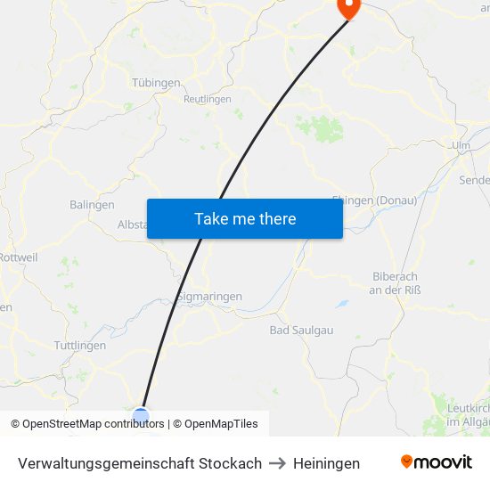 Verwaltungsgemeinschaft Stockach to Heiningen map