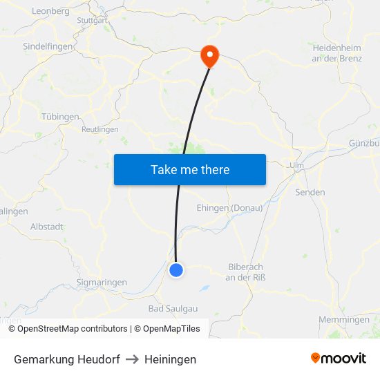 Gemarkung Heudorf to Heiningen map