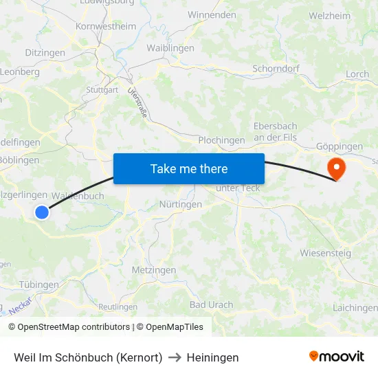Weil Im Schönbuch (Kernort) to Heiningen map