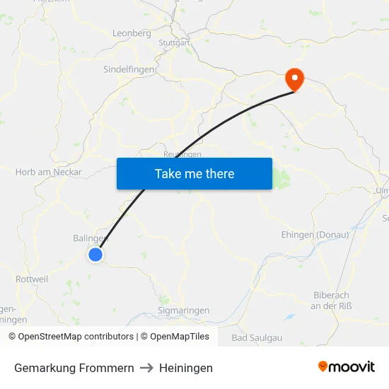 Gemarkung Frommern to Heiningen map