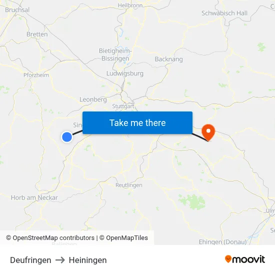 Deufringen to Heiningen map