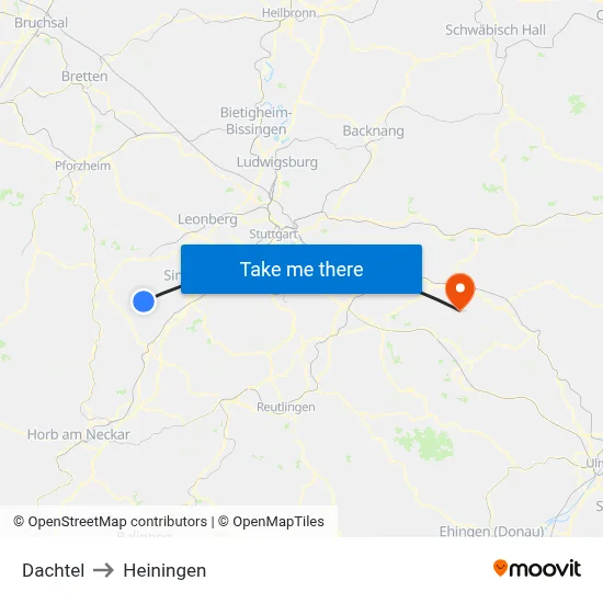 Dachtel to Heiningen map