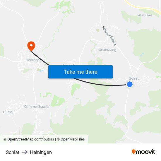 Schlat to Heiningen map