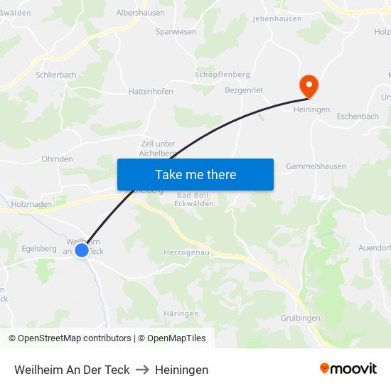 Weilheim An Der Teck to Heiningen map