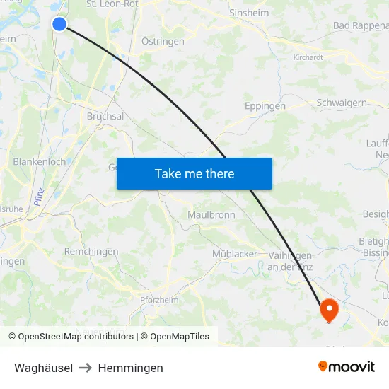 Waghäusel to Hemmingen map