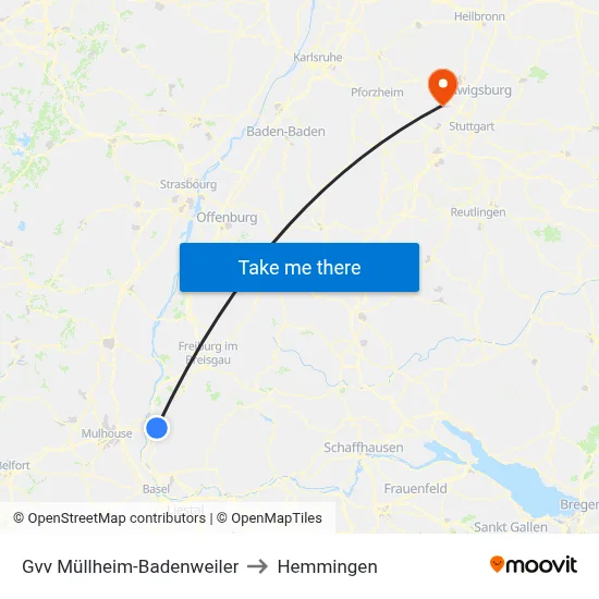 Gvv Müllheim-Badenweiler to Hemmingen map