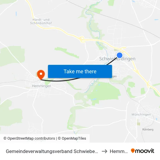 Gemeindeverwaltungsverband Schwieberdingen-Hemmingen to Hemmingen map