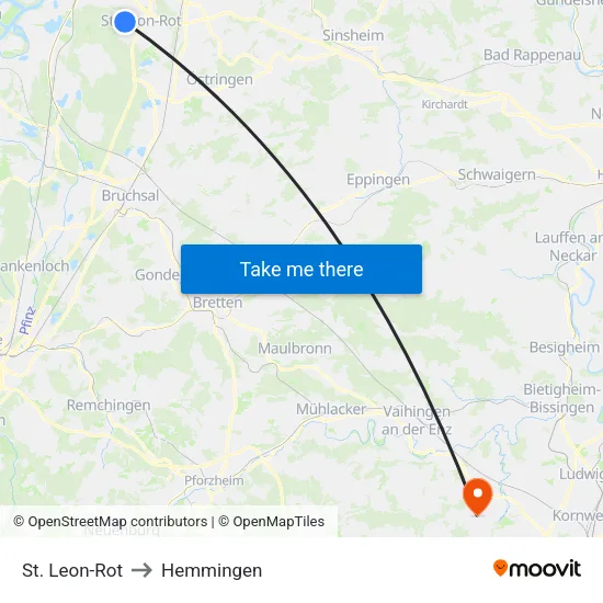 St. Leon-Rot to Hemmingen map