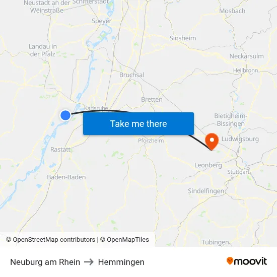 Neuburg am Rhein to Hemmingen map