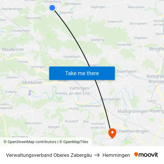 Verwaltungsverband Oberes Zabergäu to Hemmingen map
