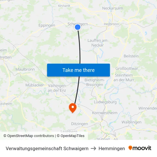 Verwaltungsgemeinschaft Schwaigern to Hemmingen map