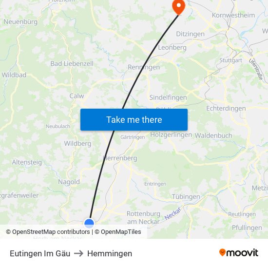 Eutingen Im Gäu to Hemmingen map