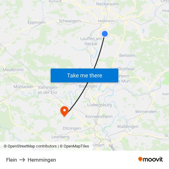 Flein to Hemmingen map