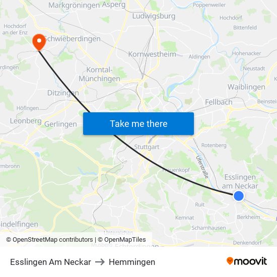 Esslingen Am Neckar to Hemmingen map