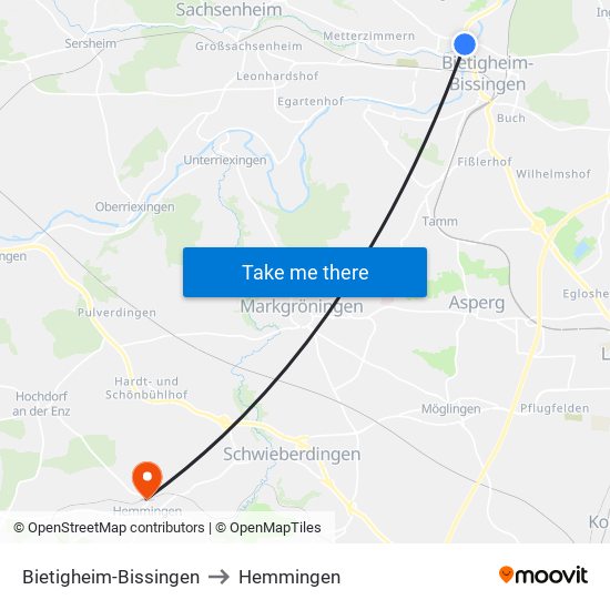Bietigheim-Bissingen to Hemmingen map