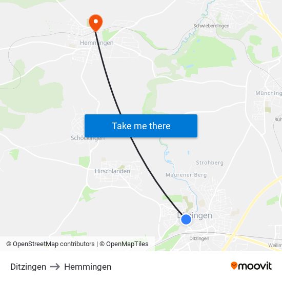 Ditzingen to Hemmingen map