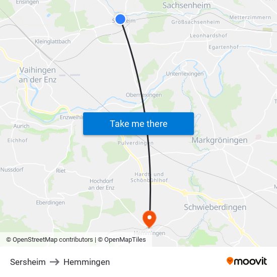 Sersheim to Hemmingen map