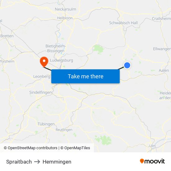 Spraitbach to Hemmingen map