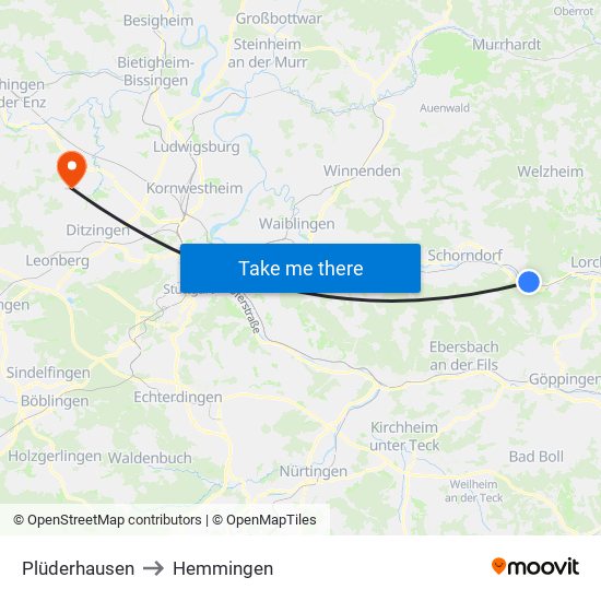 Plüderhausen to Hemmingen map