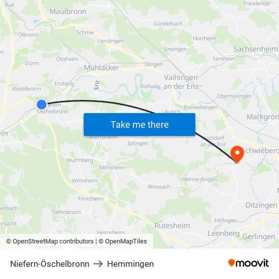 Niefern-Öschelbronn to Hemmingen map