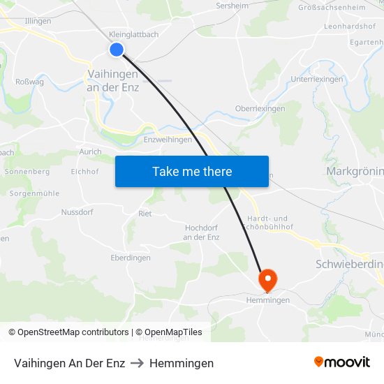 Vaihingen An Der Enz to Hemmingen map