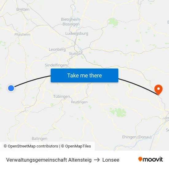 Verwaltungsgemeinschaft Altensteig to Lonsee map