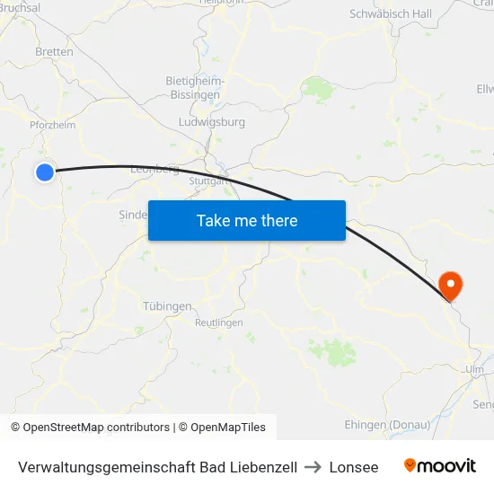 Verwaltungsgemeinschaft Bad Liebenzell to Lonsee map