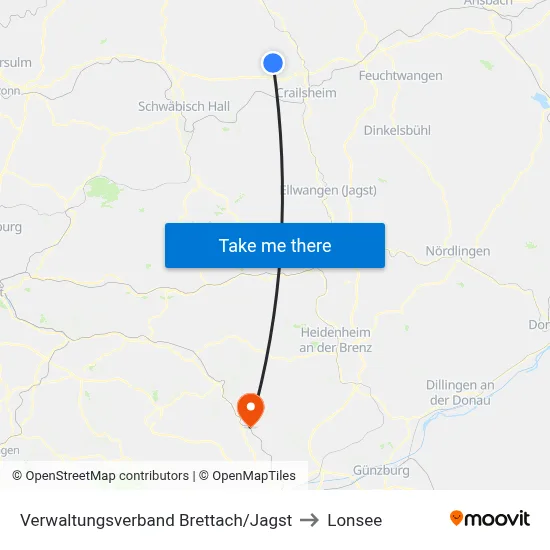 Verwaltungsverband Brettach/Jagst to Lonsee map