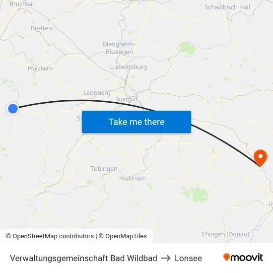 Verwaltungsgemeinschaft Bad Wildbad to Lonsee map