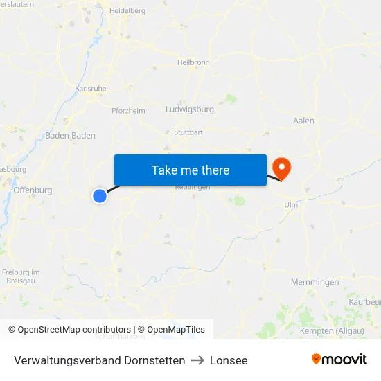 Verwaltungsverband Dornstetten to Lonsee map